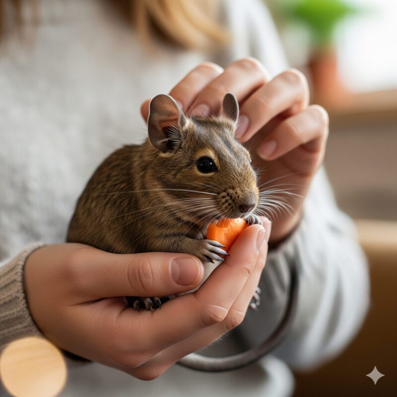 デグーの食事管理の様子