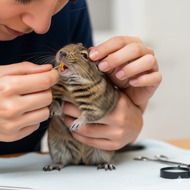 デグーの健康チェックの様子