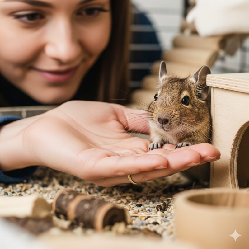 デグーとのコミュニケーションの様子