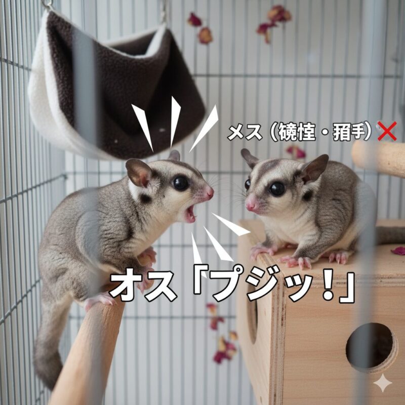 フクロモモンガのオスとメスで異なるプシュッ音の使い分けと発情期