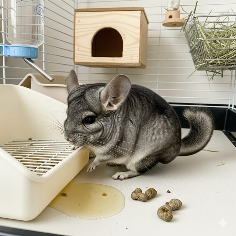 体調不良で元気がないチンチラの様子