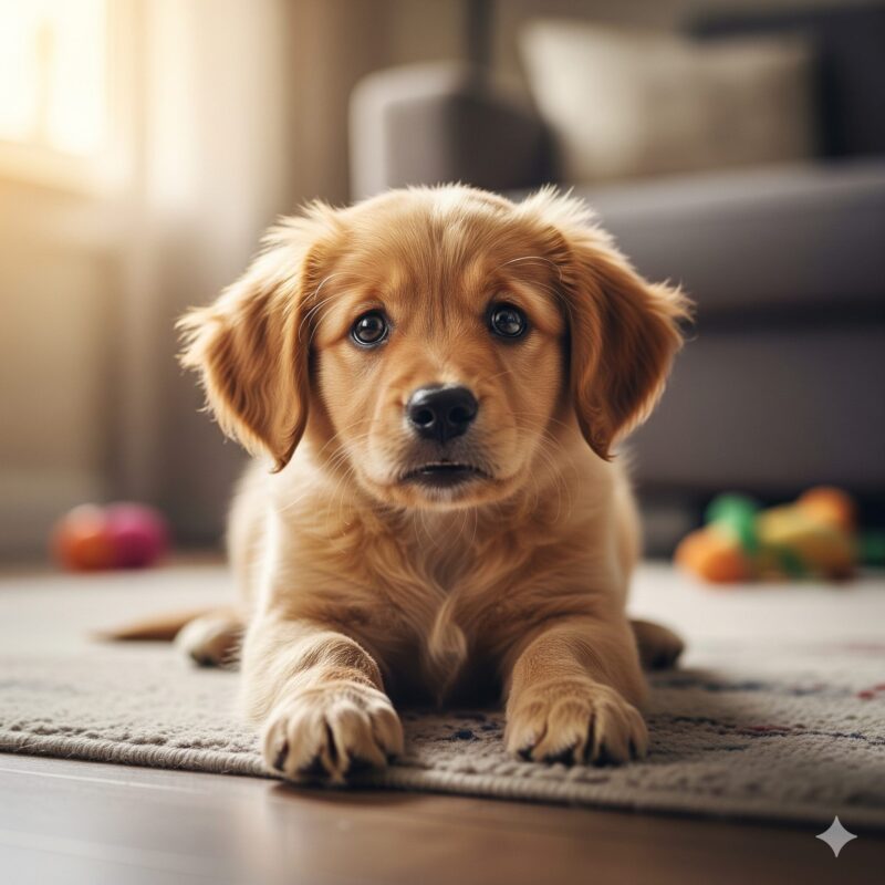 甘えて鳴く犬の様子