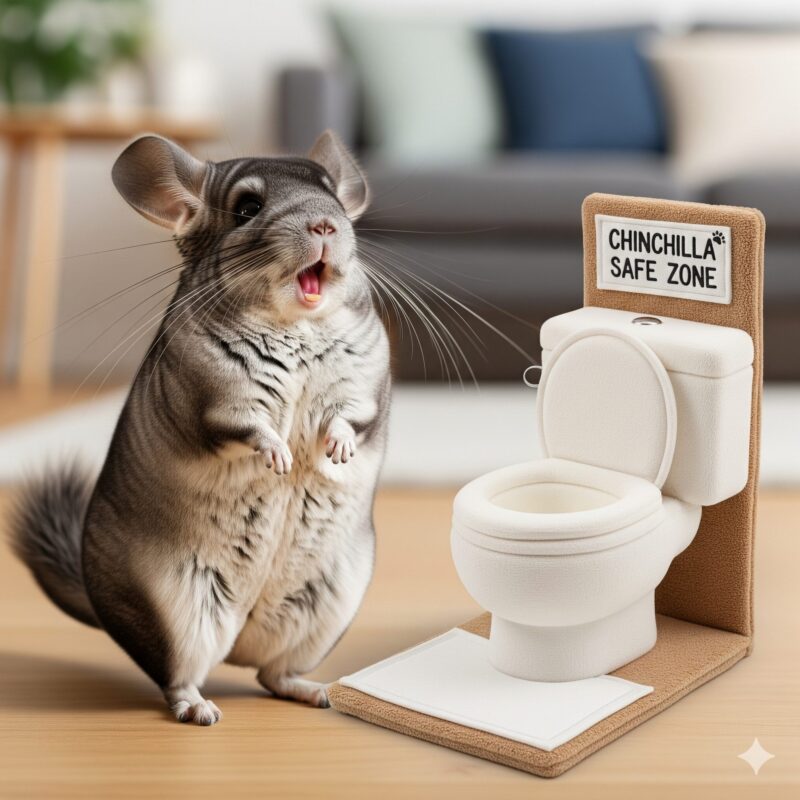 警戒するチンチラとトイレ環境