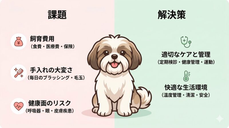 シーズー飼育で後悔する理由と対策まとめ シーズー飼育で後悔する理由と対策まとめ図解