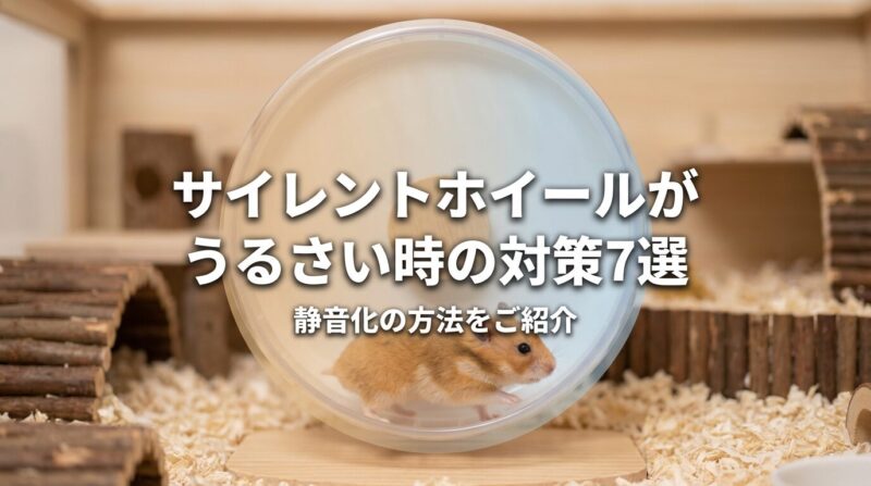 サイレントホイールがうるさい時の対策7選！静音化の方法をご紹介 - 快適に回し車で走るハムスターと静音対策グッズのイメージ。夜中の回し車の音を軽減する方法を徹底解説