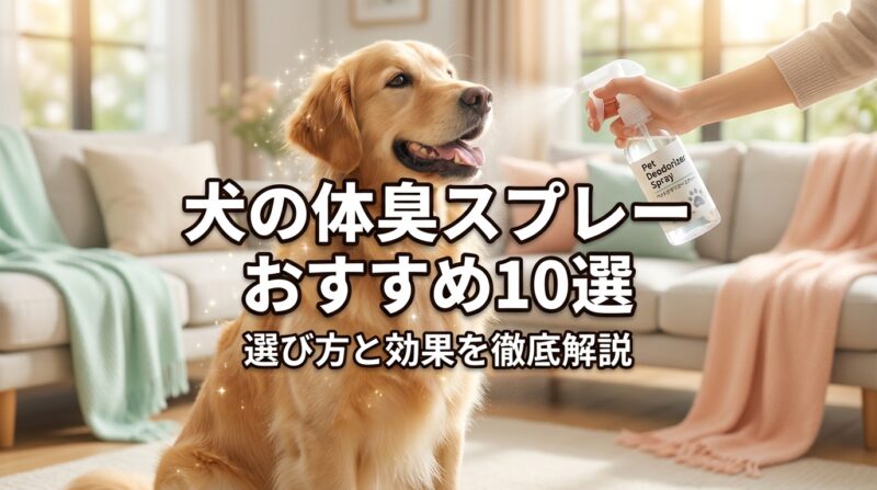 犬の体臭スプレーおすすめ10選！選び方と効果を徹底解説 - 清潔で幸せそうな犬に消臭スプレーを使用する飼い主の様子