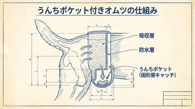 うんちポケット付きオムツの構造
