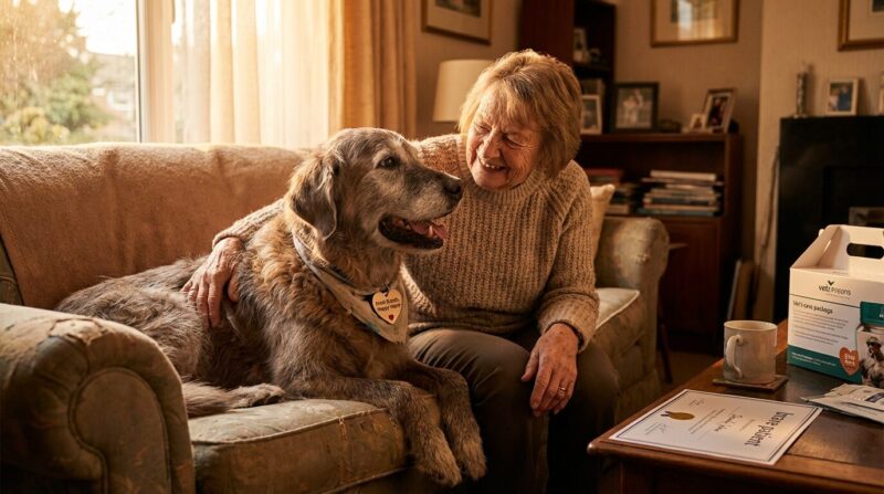 デンタルケアで健康を守る老犬と飼い主