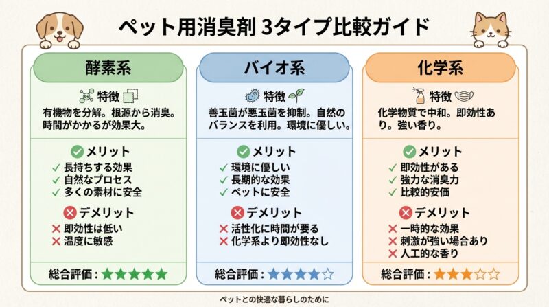 消臭剤タイプ別特徴