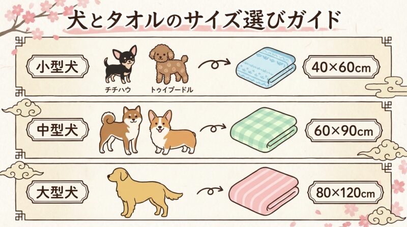 犬のサイズ別シャンプータオルサイズ選び方ガイド