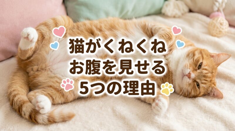 猫がくねくねとお腹を見せている愛らしいポーズの写真