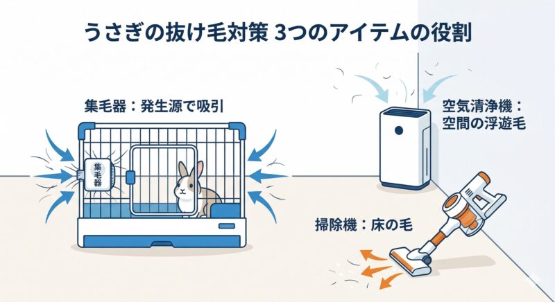 うさぎの集毛器おすすめ厳選4機種！空気清浄機との最強の組み合わせも解説